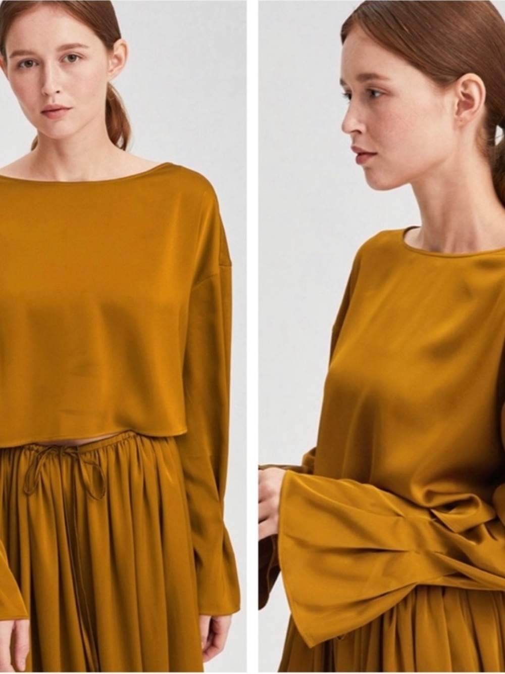 NAP Satin-Look Blouse in Mustard